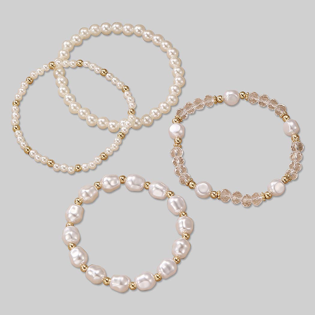FOUR PIECE FWP CCB AND BEADED STRETCH BRACELET SET
