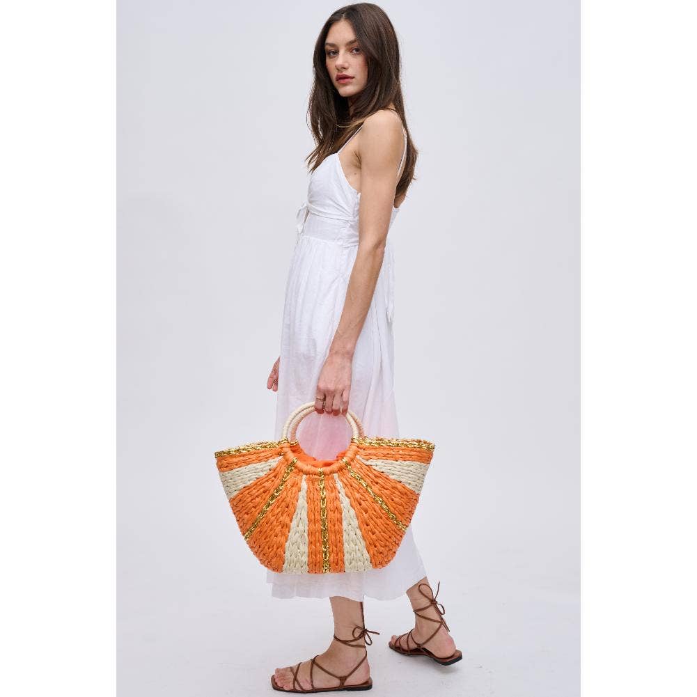 Carmen Straw Summer Beach Top Handle Tote