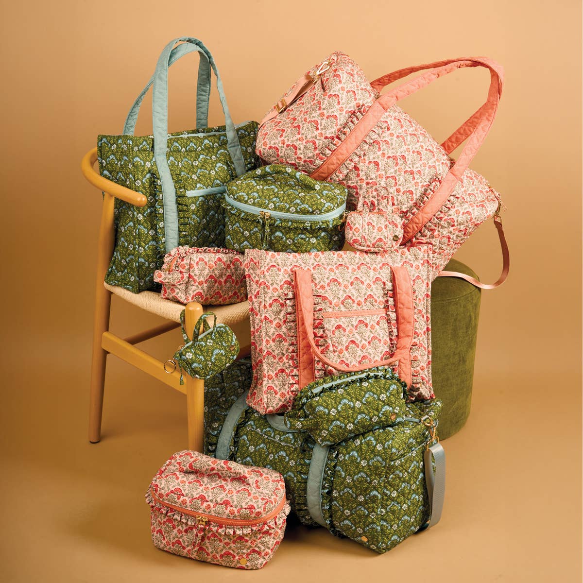 Essentials Quilted Cosmetic Pouch–Everbloom Forest Green