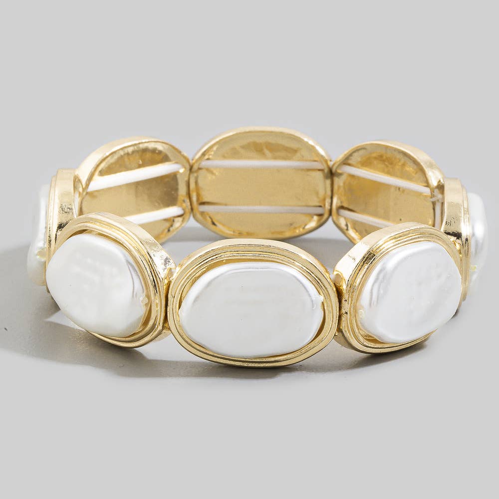 Oval Pearl Stretch Bracelet