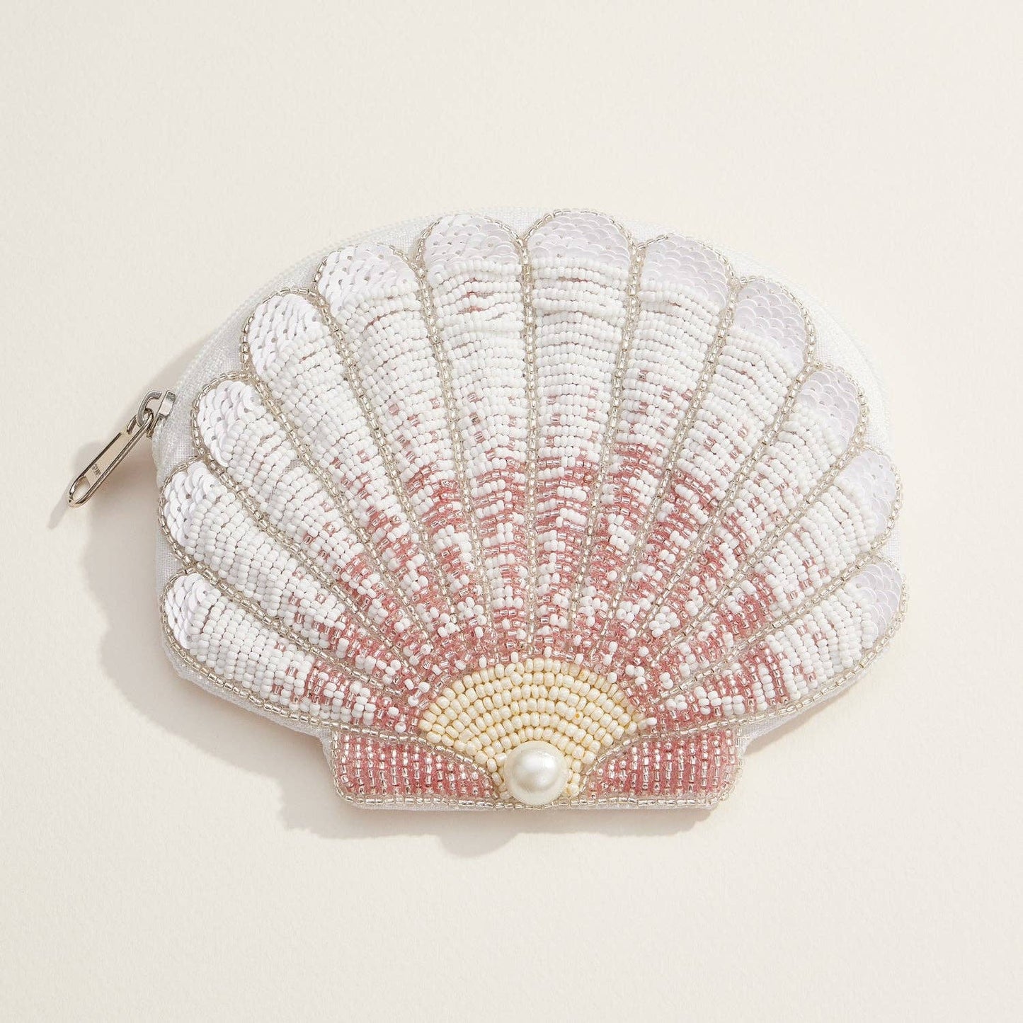 Beaded Shell Pouch - Pink