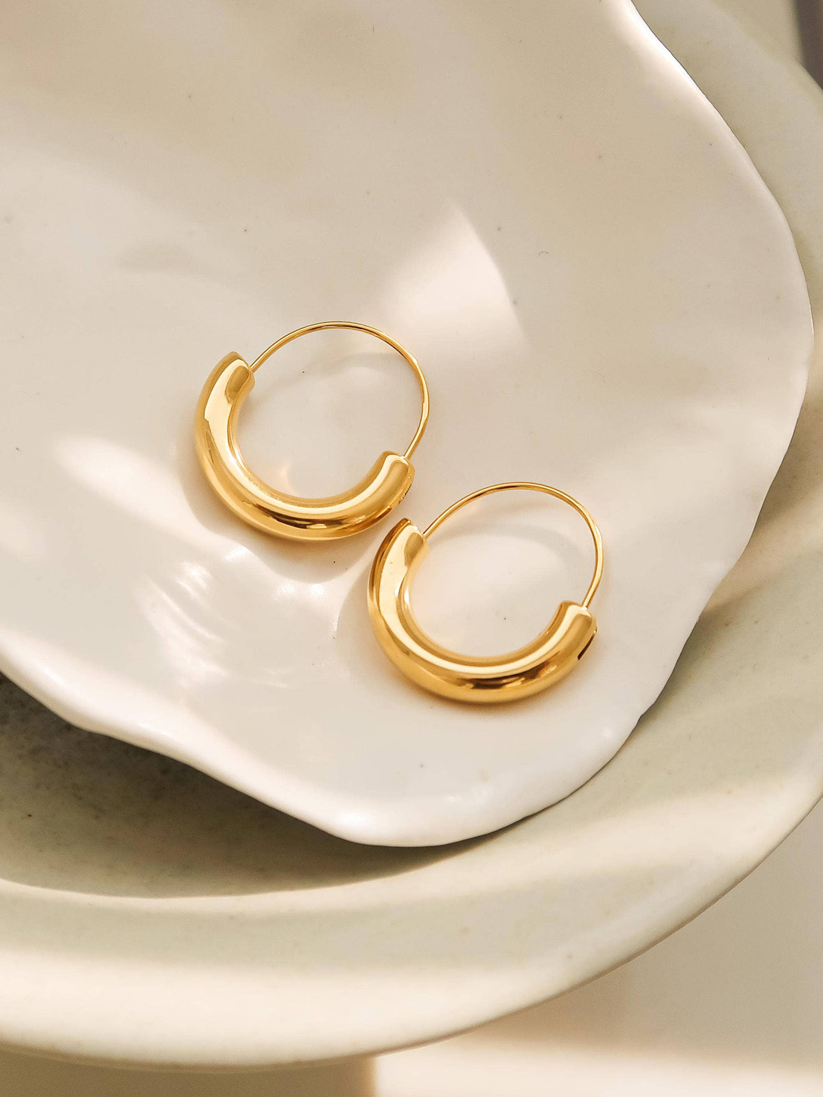 Mackenzie 18K Non-Tarnish U-Shape Hoop Earring
