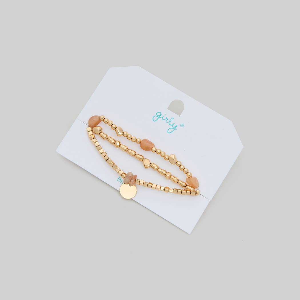 STONE AND BEADED STRETCH BRACELET