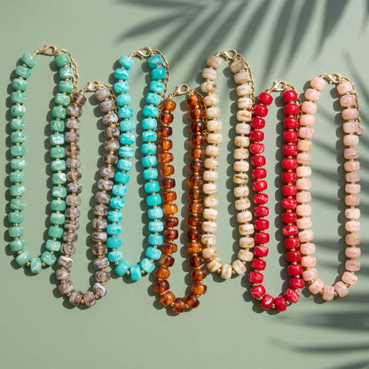 Marbled Chunky Rondelle Bead Statement Necklace