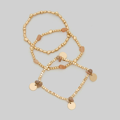 STONE AND BEADED STRETCH BRACELET