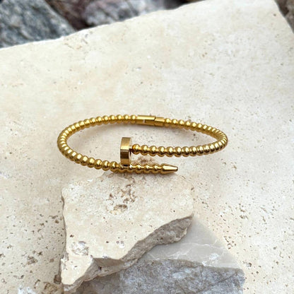 Tarnish Resistant 18k Gold Plated Beaded Nail Cuff