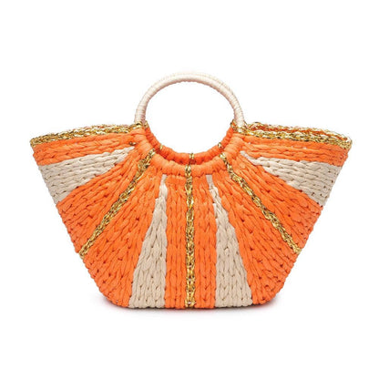 Carmen Straw Summer Beach Top Handle Tote