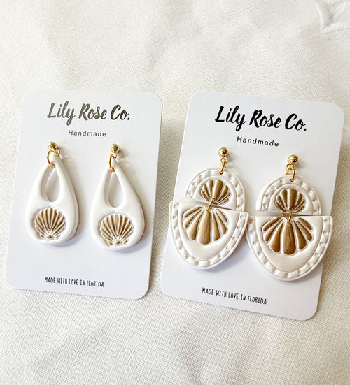 White Beach Style Earrings