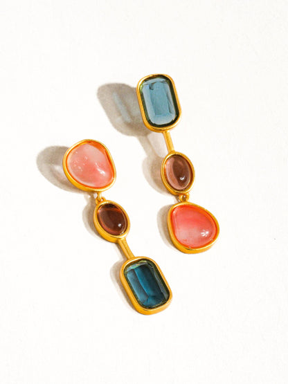 Delia 18K Gold Vintage Mismatch Drop Earring