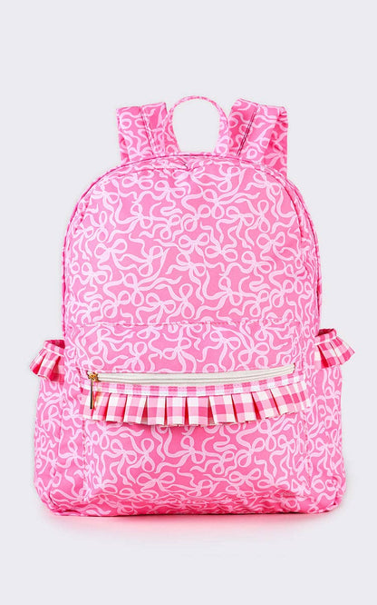 Ruffle Bow Printed Girls Backpack