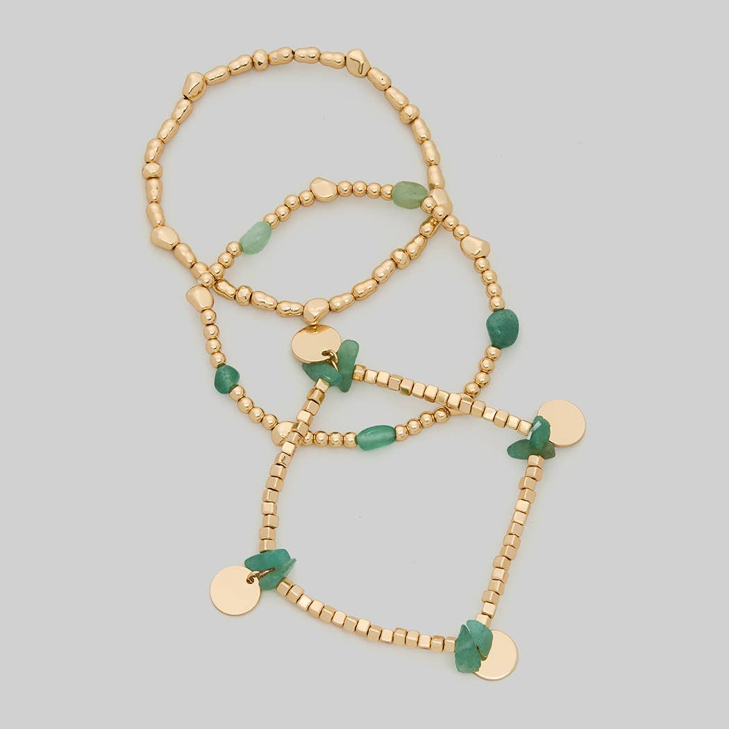 STONE AND BEADED STRETCH BRACELET