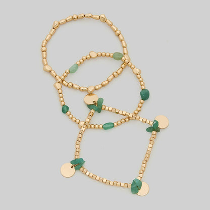 STONE AND BEADED STRETCH BRACELET