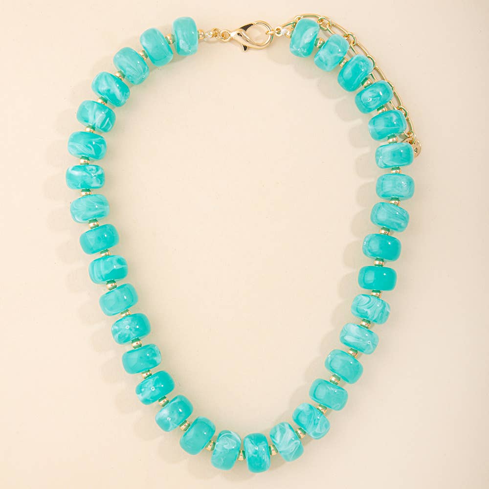 Marbled Chunky Rondelle Bead Statement Necklace