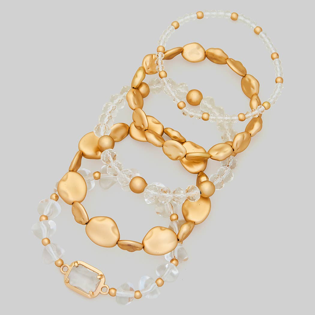 FIVE PIECE GLASS CCB ACRYLIC STRETCH BRACELET