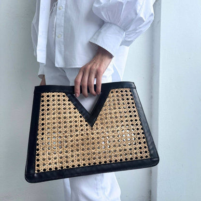 Black Rattan Kane Clutch