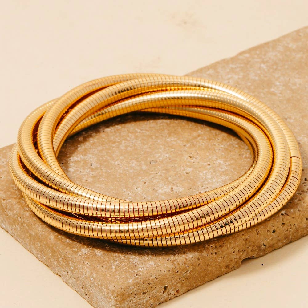 Knotted Elastic Metallic Coil Bracelet Set