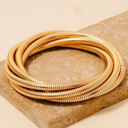 Knotted Elastic Metallic Coil Bracelet Set