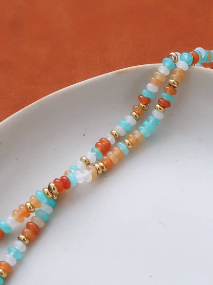 Indira 18K Gold Non-Tarnish Smooth Bead Boho Necklace
