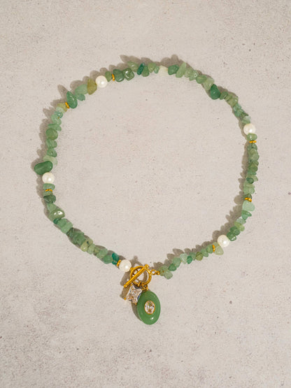 Cercey 18K Gold Non-Tarnish Stone Charm Necklace