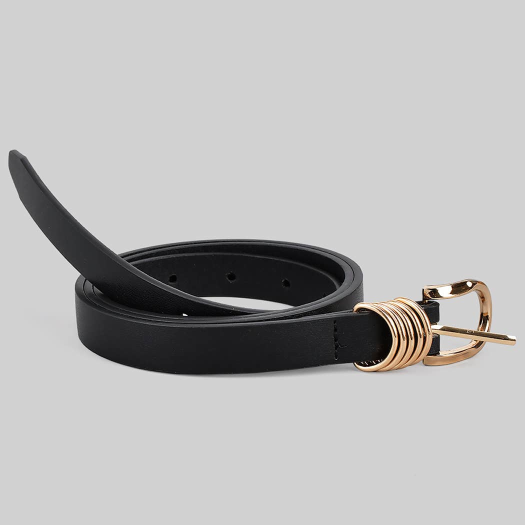 Skinny Ring Belt - Black