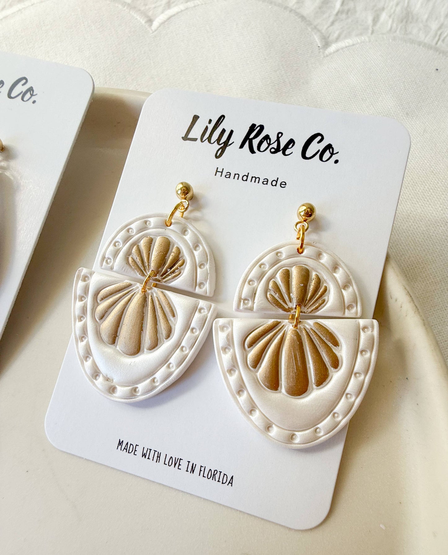 White Beach Style Earrings