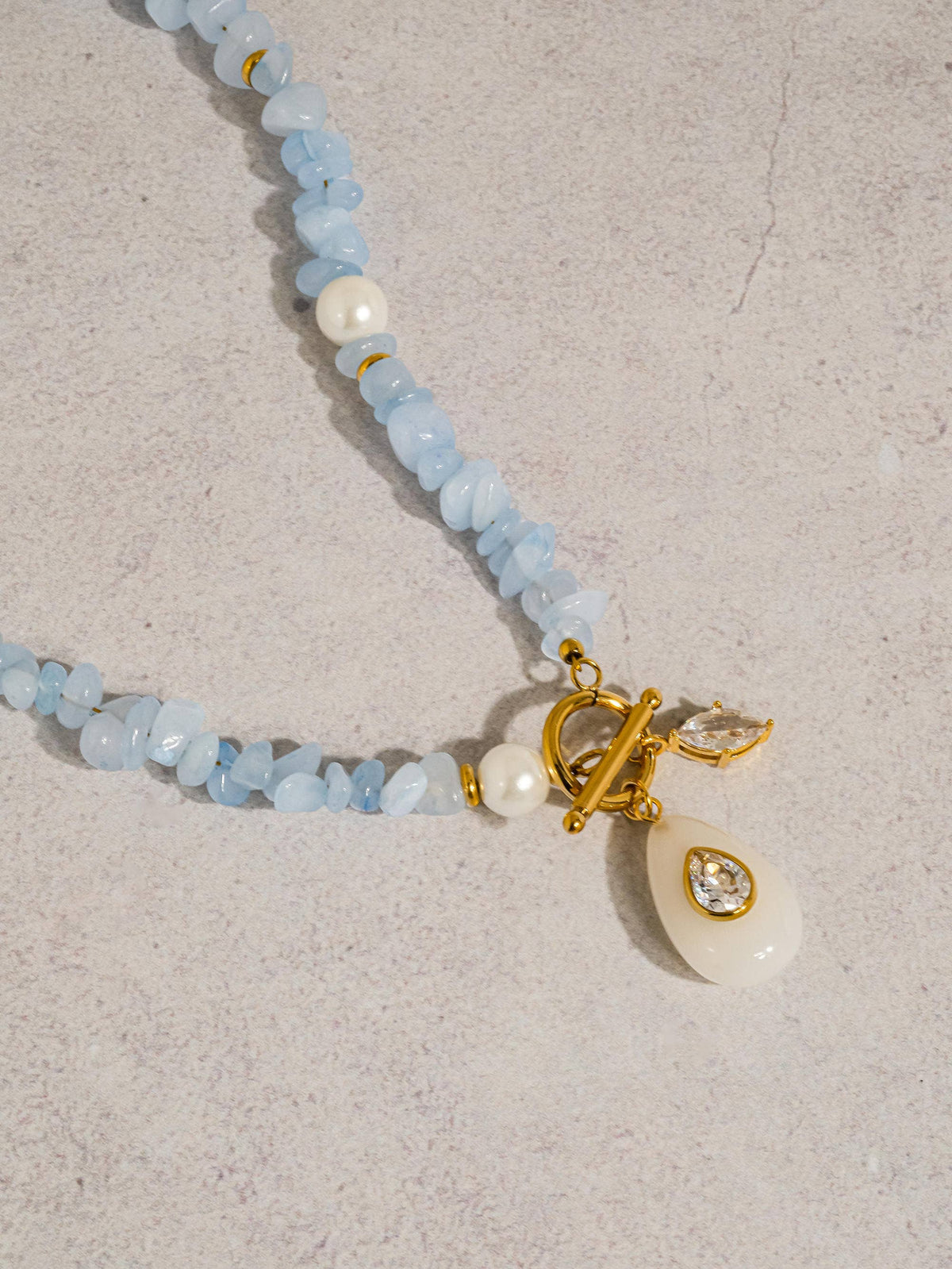 Cercey 18K Gold Non-Tarnish Stone Charm Necklace