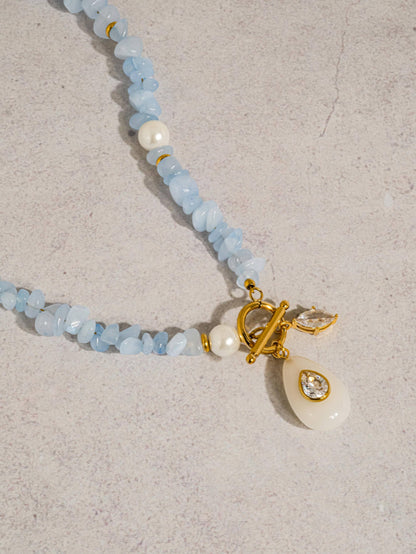 Cercey 18K Gold Non-Tarnish Stone Charm Necklace