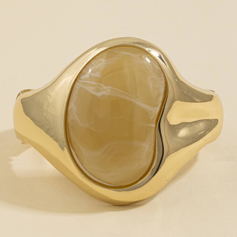 Molten Oval Cabochon Cuff Bracelet