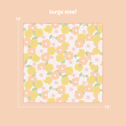 On-the-Go Quilted Blanket-Daisy Craze Peach