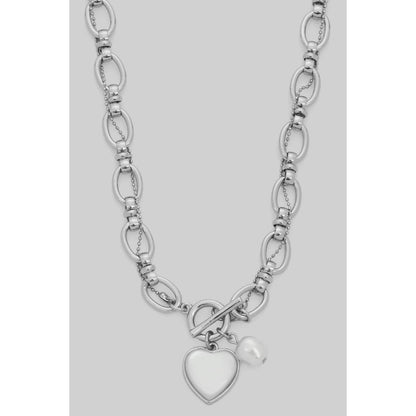 HEART AC AND PEARL TOGGLE CHAIN NECKLACE
