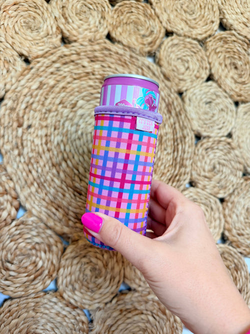 Slim Can Sleeve-Rainbow Gingham