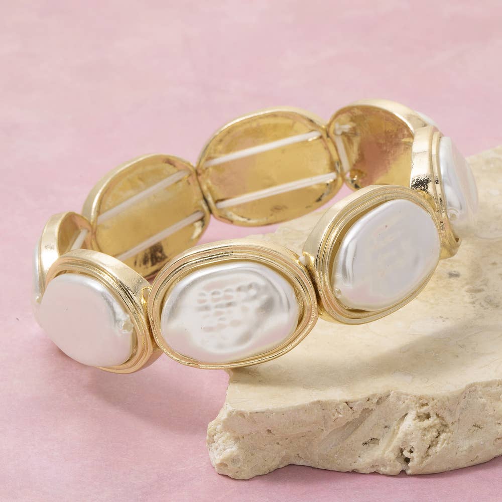 Oval Pearl Stretch Bracelet