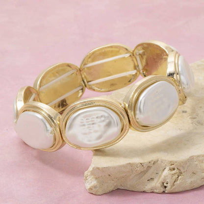 Oval Pearl Stretch Bracelet