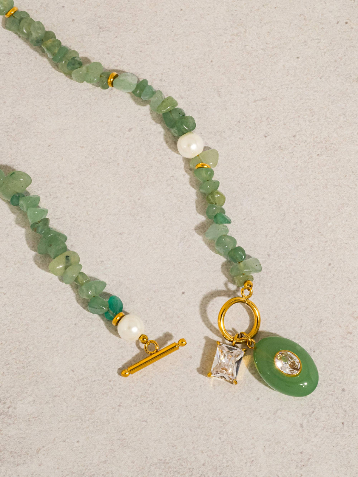 Cercey 18K Gold Non-Tarnish Stone Charm Necklace