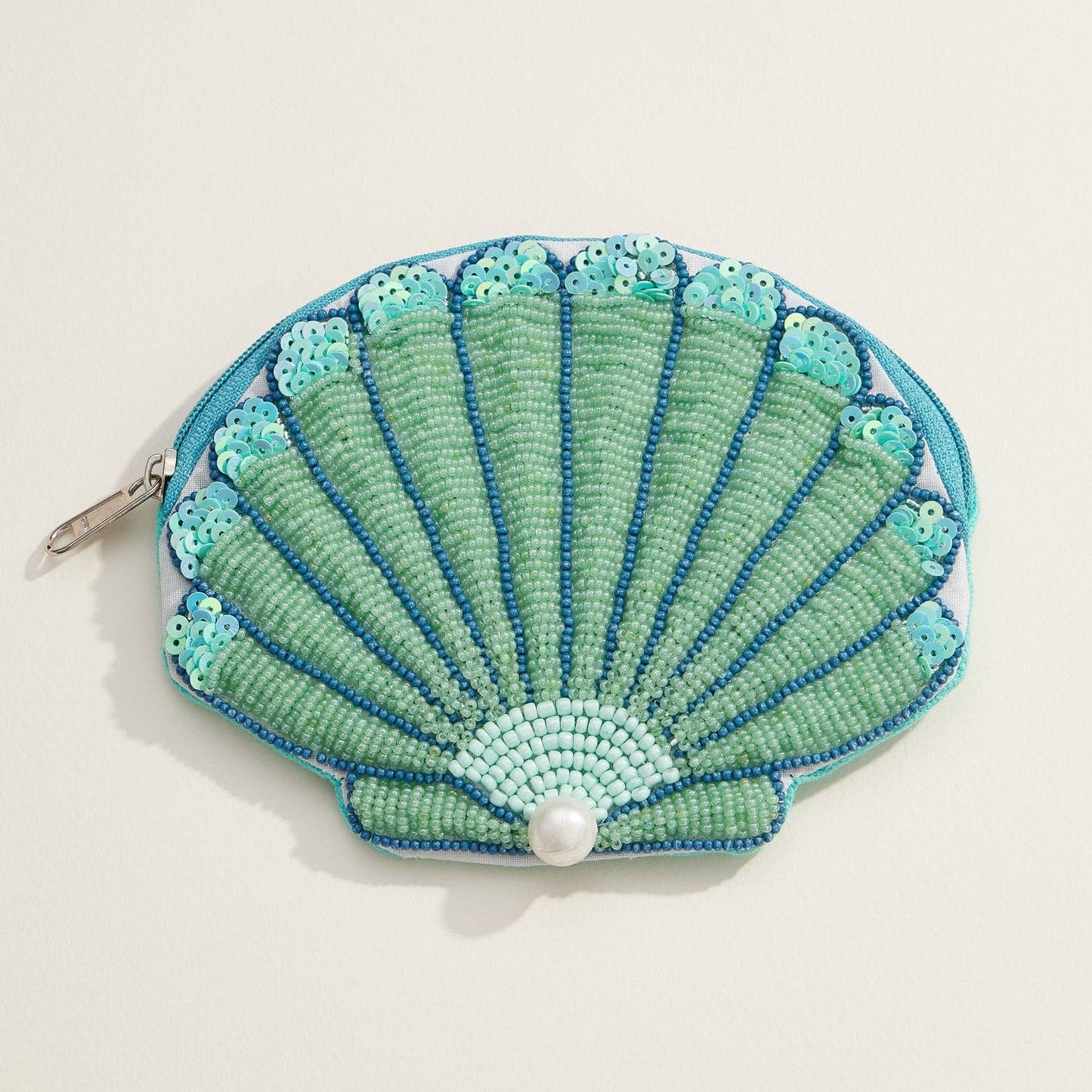 Beaded Shell Pouch - Pink