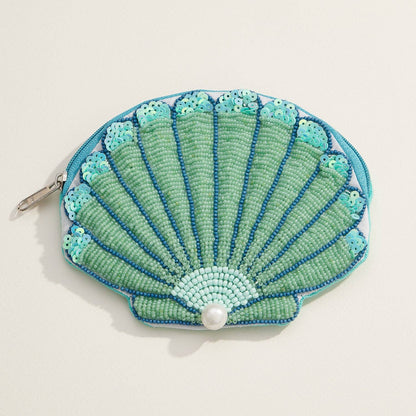 Beaded Shell Pouch - Pink