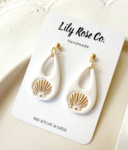 White Beach Style Earrings