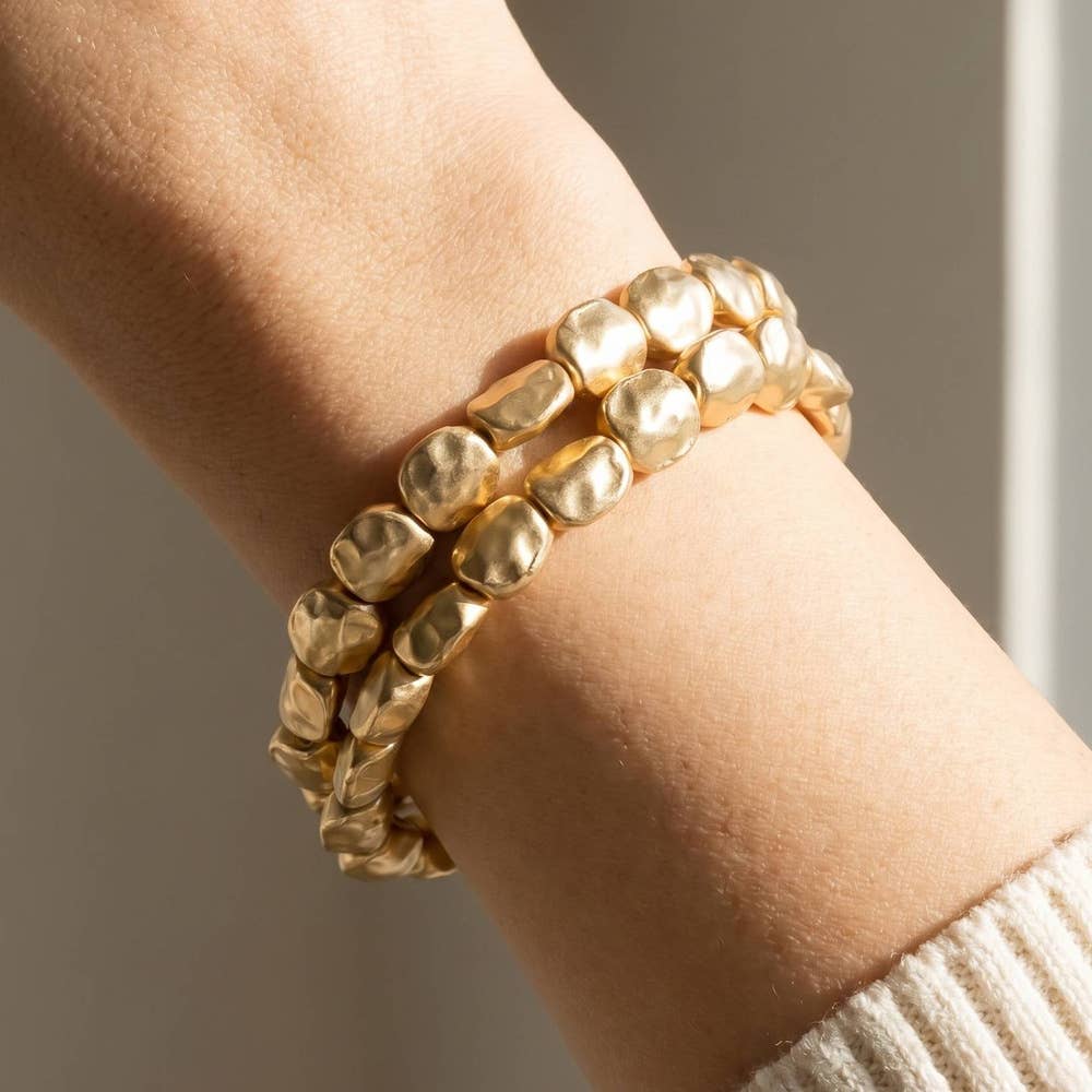 Hammered Stretch Bracelet Set