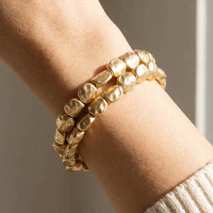 Hammered Stretch Bracelet Set