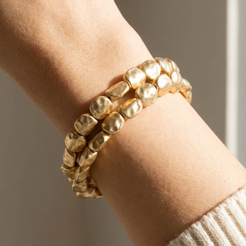 Hammered Stretch Bracelet Set