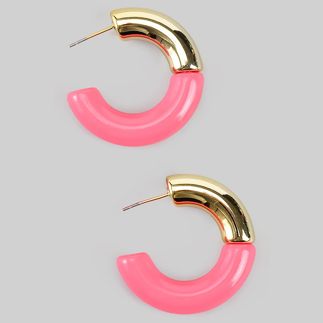 Pink Split Hoops