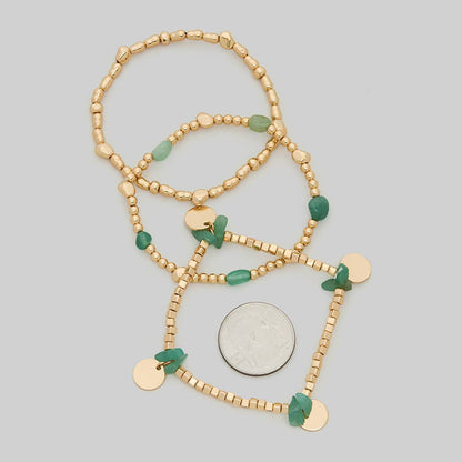 STONE AND BEADED STRETCH BRACELET