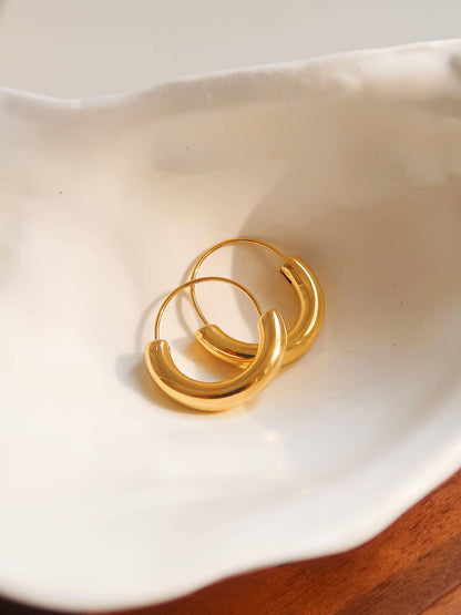 Mackenzie 18K Non-Tarnish U-Shape Hoop Earring