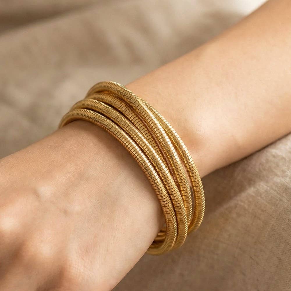 Knotted Elastic Metallic Coil Bracelet Set