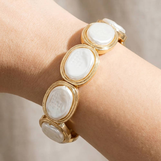 Oval Pearl Stretch Bracelet