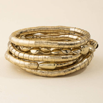 Five Piece Textured Bead Stretch Bracelet Set