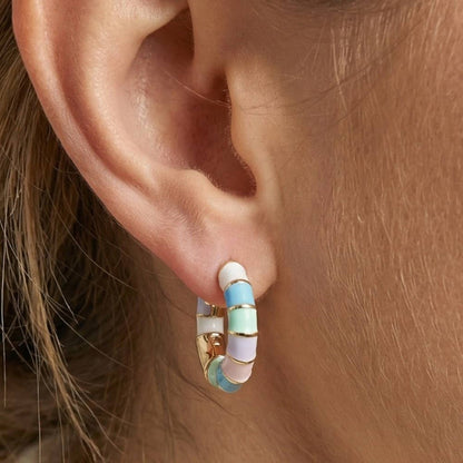Multicolor Pastel Huggie Earrings