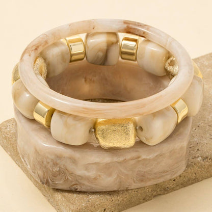 Bangle And Beads Bracelet Set