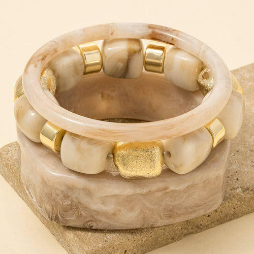 Bangle And Beads Bracelet Set