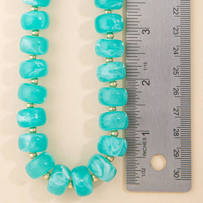 Marbled Chunky Rondelle Bead Statement Necklace
